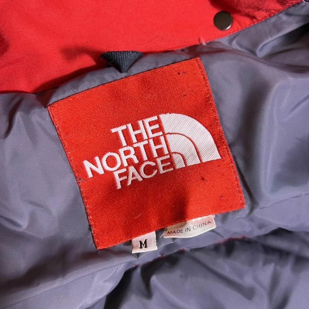 Vintage The North Face Jacket Mens M Red Down Puffer Hooded Parka Ski Outdoor